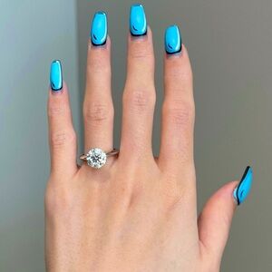 3 Carat Moissanite Brilliant cut stone set in Sterling Silver